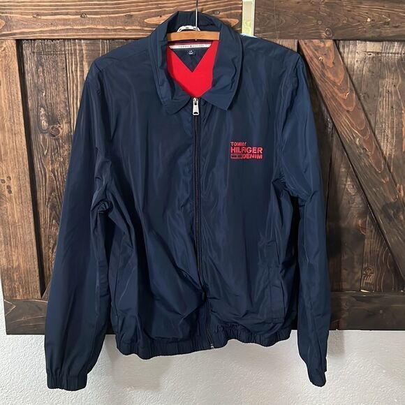 Tommy Hilfiger Men'S Blue Red Windbreaker  Waterproof Jacket Lrg - Picture 5 of 14